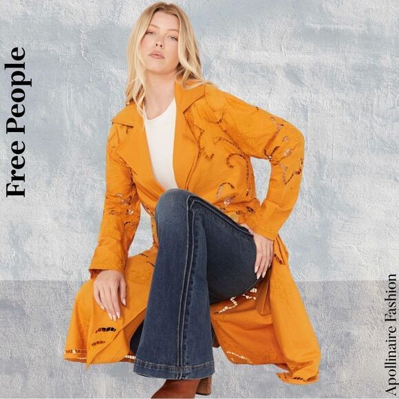 FREE PEOPLE SUZANNA DUSTER IN LIGHT BROWN MEDIUM NEW - Picture 5 of 7